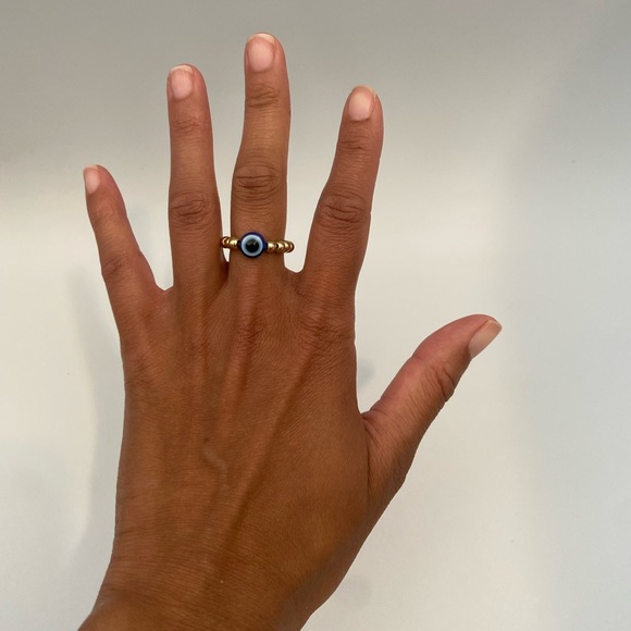 Handmade Trendy Y2K Inspired Evil Eye Bead Ring - Picture 1 of 4